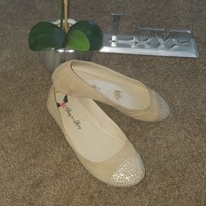 Tan bling flats